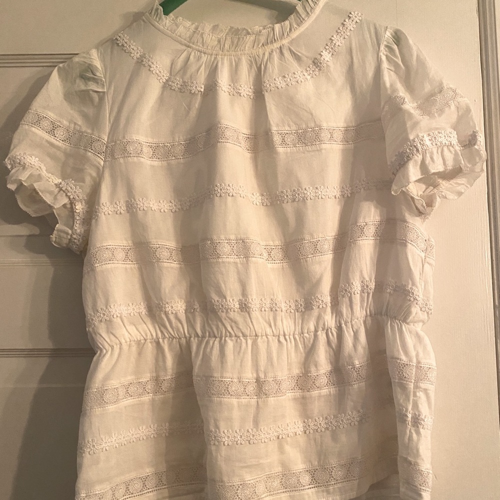Jcrew white peplum top.